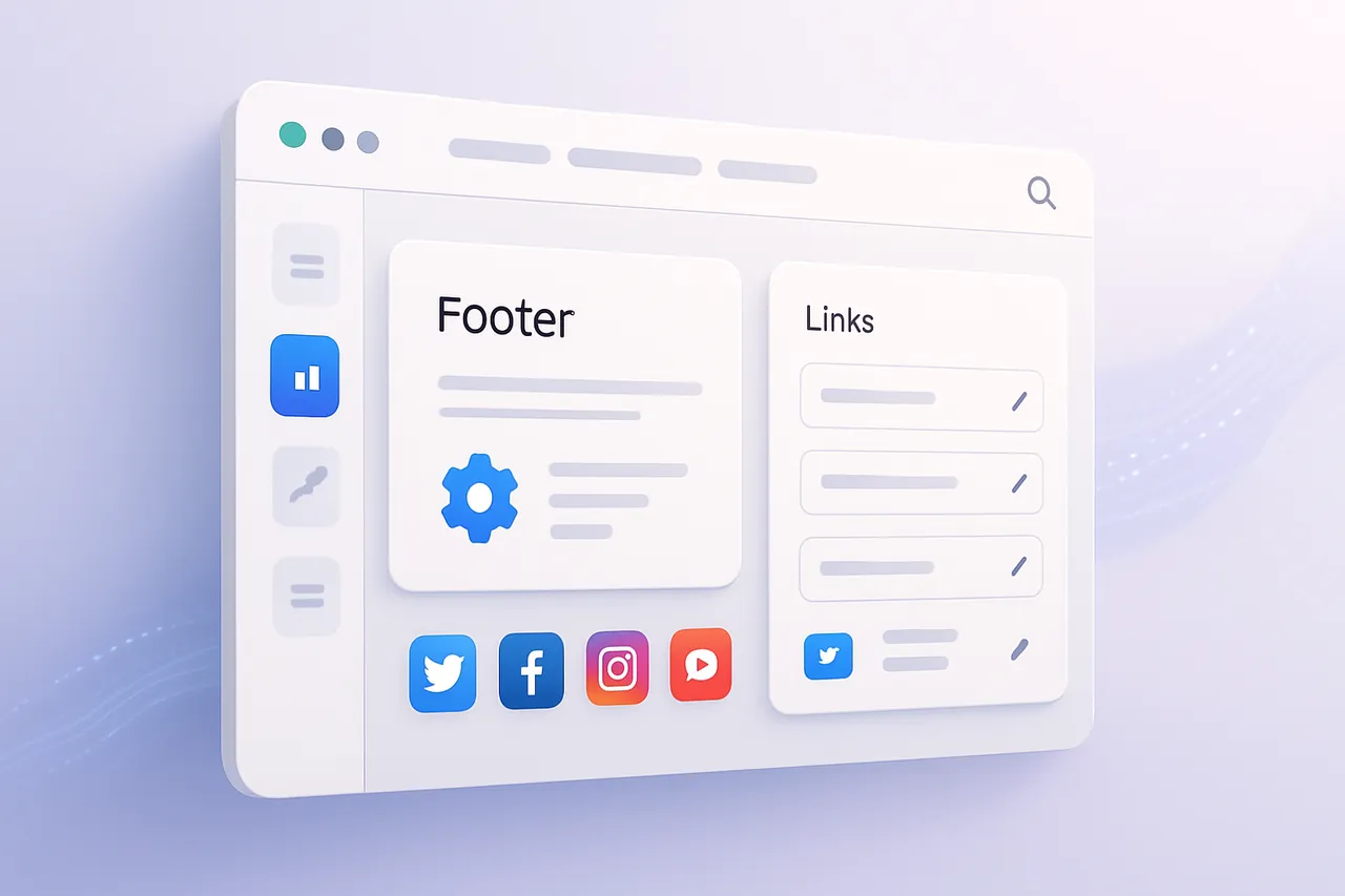 IdeaSoft yönetim panelinde footer düzenleme ekranını gösteren modern bir arayüz.