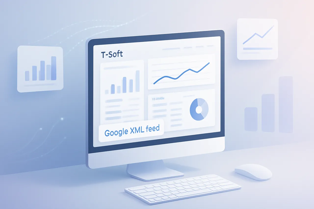 T-Soft yönetim panelinde Google XML linki oluşturan bir bilgisayar ekranı.