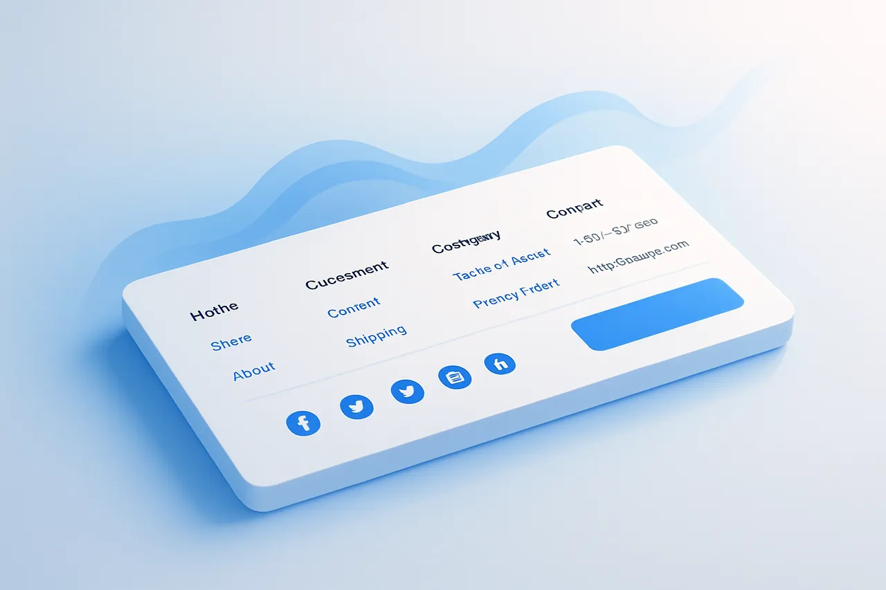 Modern bir e-ticaret sitesi için profesyonelce tasarlanmış footer alanı görseli.