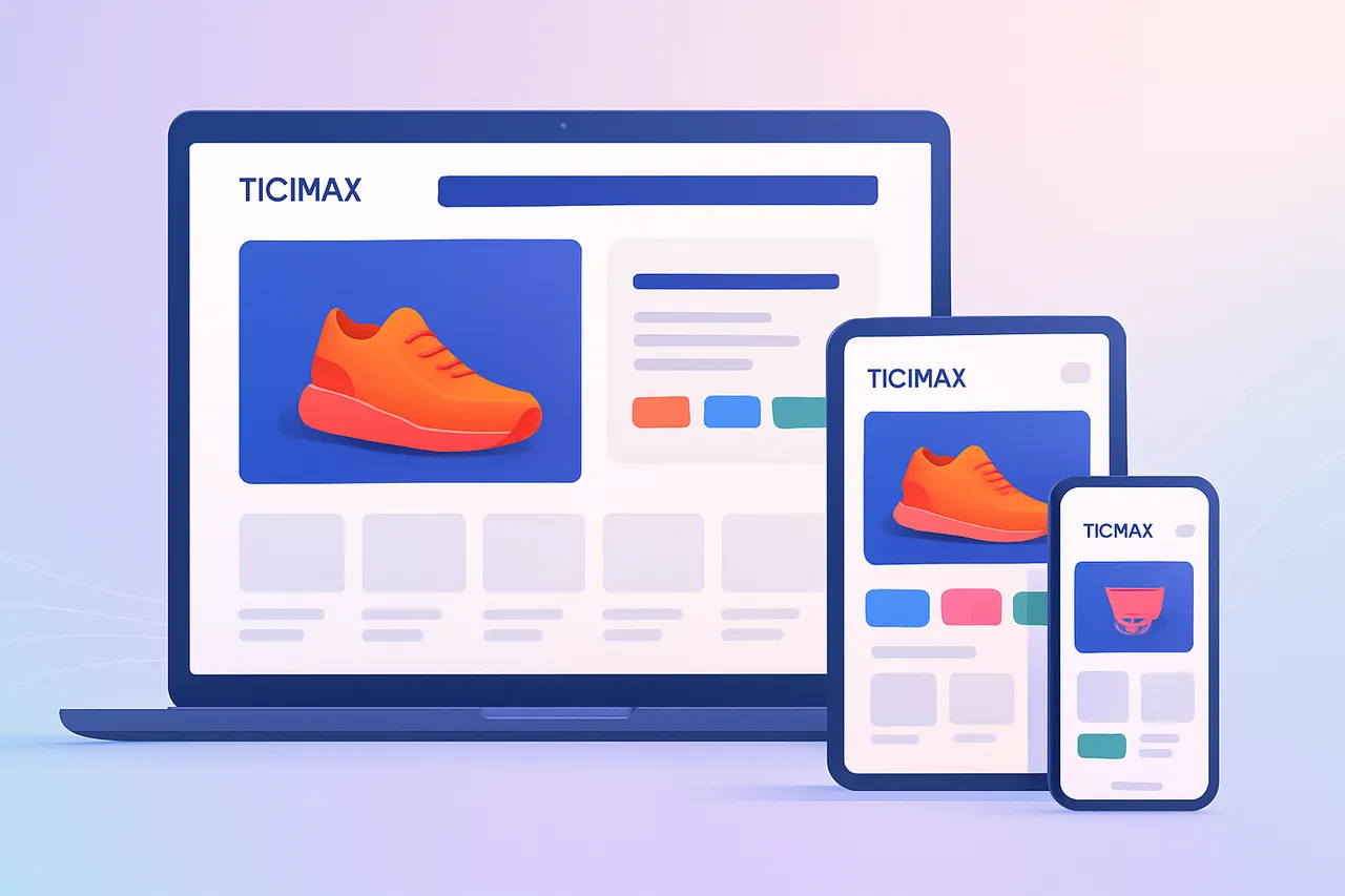 Çeşitli cihazlarda modern ve kullanıcı dostu bir e-ticaret sitesi tasarımı.